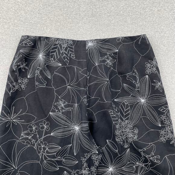 VTG Larry Levine Womens Pants 14 Black White Floral High Rise Straight Ankle - Picture 16 of 16